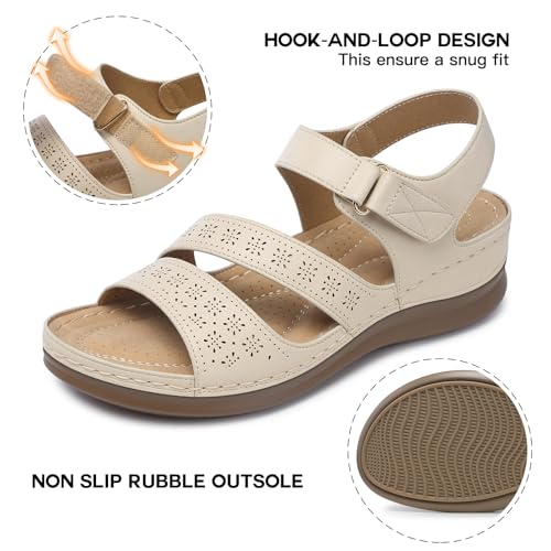 Image of SHIBEVER Women's Wedge Sandals Comfortable: Summer Dressy Walking Platform