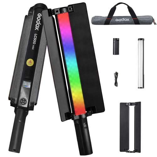 Godox LC500R MINI LED Handheld Photography Light RGB 20W Portable Wand 2470mAh Battery CRI≥95 2500K-8500K Dimmable 15 FX Effects Support Wireless Remote Control with Barndoor Grip Handle & USB Cable by GODOX - Used condition - CA$161.36