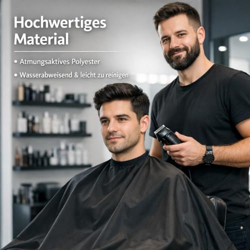 IC-collection Friseurumhang – Barber Cape Wasserabweisend & Atmungsaktiv, Profi-Haarschneideumhang für Salon & Zuhause, Schwarz