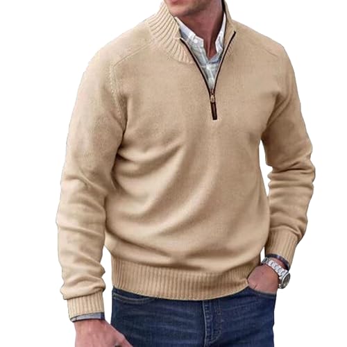 Mens Quarter Zip Pullover Sweater Slim Fit Mock Neck Polo Sweaters Thermal Casual Knitted Turtleneck Pullovers