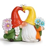 Hodao Spring Gnomes Gnomes Couple Decorations Flower Gnome Ornaments Decor Summer Gnome Figurines Elves for Outdoor Garden Decor Spring Birthday Gifts for Women, Mom, Grandma