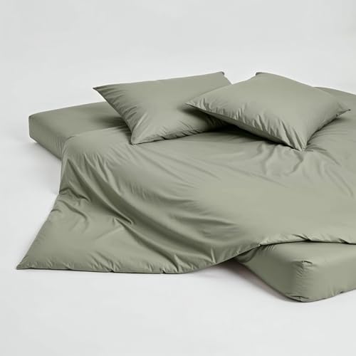 Image of Italic Luxe 100% Australian Cotton Bedding Bundle - 400 Thread Count - California King - Breathable & Luxurious - Includes Deep Pocket Fitted Sheet, Flat Sheet & Pillowcases (Moss)