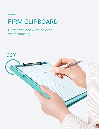 Image of Clipboard Folder Padfolio, Writing Portfolio Faux Leather Clipboards with Cover for Legal Pad Holder Letter Size A4 8.5 x 11 for Business Conference Notepad Clip Boards (Pale Turquoise)