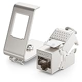 deleyCON 1x CAT6a Keystone Jack Modul mit 1x 1-Port Hutschienenadapter als Set Metall STP Schirmung RJ45 Buchse 10 Gbit/s Netzwerk Snap-In Montage für 35mm Hutschienen