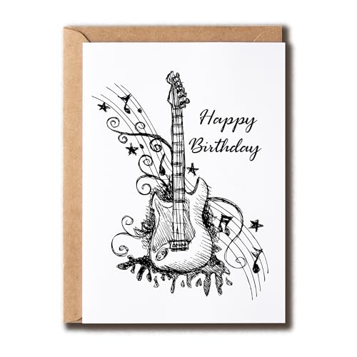 NALSDesigns Birthday Guitar Card - Music Birthday Card - Birthday Greeting Card - Brother Sister Card - Art Lovers Card - Happy Birthday Card