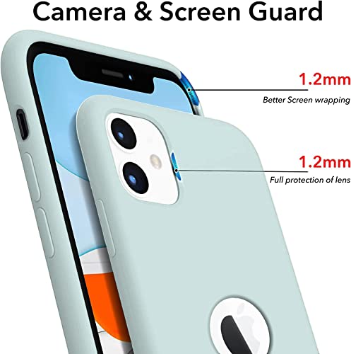 Image of VONZEE Liquid Silicone Soft Back Cover for iPhone 11 Case, Shockproof Slim Camera & Full Body Protection Non Yellowing Cover with Microfiber Lining & Logo Cut (6.1 Inch) -Mint Green