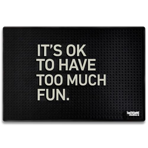 It's Ok to Have Too Much Fun 17.7" x 11.8" Funny Bar Spill Mat Rail Countertop Accessory Home Pub Decor Slip Resistant Durable Thick Covering for Craft Brewery Kitchen Cafe and Restaurant Accessory