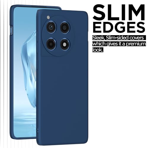 Image of Outlouders Back Cover for OnePlus 12R 5G | Camera Protection | Durable Soft Matte Silicone Bumper Case (Blue)