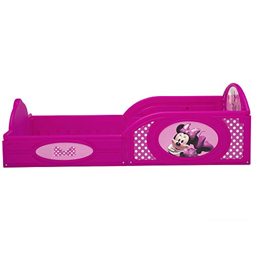Image of Delta Children Minnie Mouse Toddler Bed Plastic Frame Built-in Guardrails