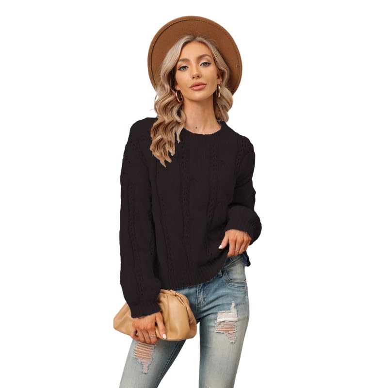 Women's Solid Color Loose Fit Sweater Round Neck Long Sleeve Pullover for Winter-image-10