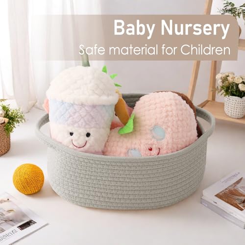 Image of JMvicyroam Small Woven Basket, Empty Gift Basket, Grey /1 Pack | Small Gift Basket, Cotton Rope, 12 x 8 x 36 in, Handles, Includes Ribbon and Bag, Birthday Gift Basket