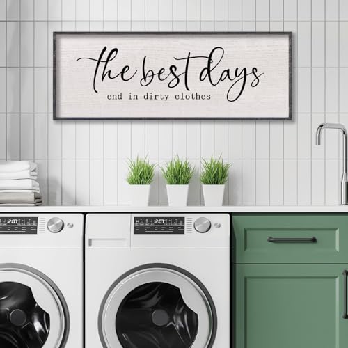 LuZhiQiang Laundry Room Sign Wall Art 40×15 Black Wood Frame