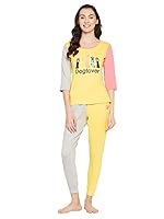 Clovia Women’s Cotton Quirky Quote Print Top & Jogger Set
