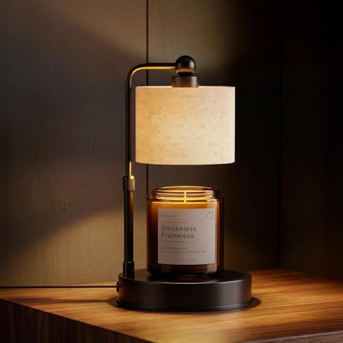 Bingyouth Candle Warmer Lamp with Timer Best House Warming Gift Height Adjustable & Dimmable Electric Candle Warmer Lamp Includes 2 Bulbs Birthday Gift for Women Mom Housewarming - Flaxen