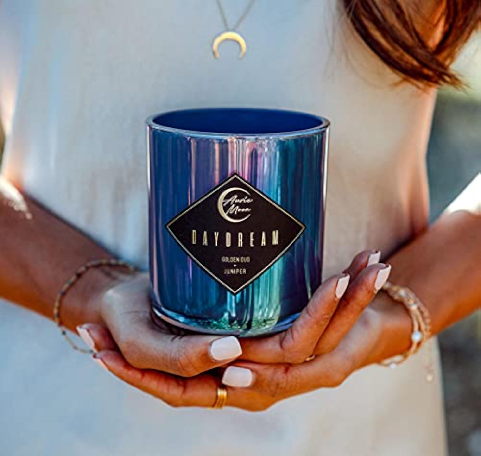 Golden Oud + Juniper Scented Luxury Soy Coconut Candle, 12 Oz
