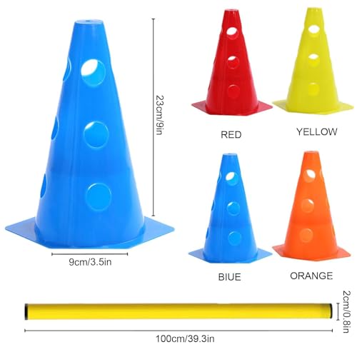 Shengruili Agility Set Hunde,Steckhürdenset Hund,Hund Hürden,Kinder Agility Hürden Hindernisse für Pferde Hundeparcours Kegel Einstellbare Trainingshürden 23cm Höhe- Stangen 100cm Lang