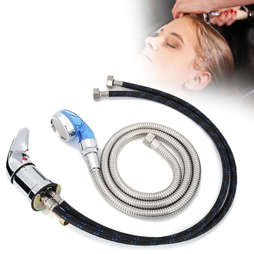 Shampoo-Bett-Wasserhahn, Shampoo-Bett-Stuhl, 70 Cm Wasserhahn + Blauer Duschkopf + 120 Cm Schlauch für Friseursalon, Friseursalon, Salon Punch, Shampoo-Bett-Schüssel-Zubehör,