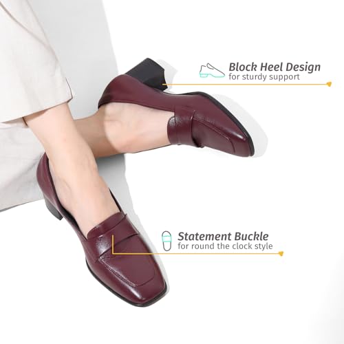 Image of YOHO Bliss Heel 001 Slip-on Loafers for Women | Comfortable & Stylish Block Heeled | Fashion Moccasins with Footpharma Footbed | Perfect for Casual, Formal Shoe
