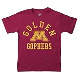 Wes and Willy NCAA Kids S/S Organic Cotton Tee Shirt, Minnesota Golden Gophers, Wine, 5