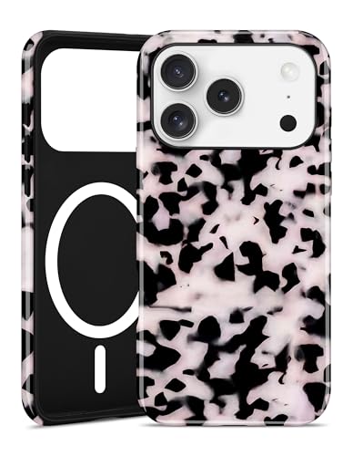 Aitipy Magnetic Little Tortoise Shell Phone Case for iPhone 17 Pro, Compatible with MagSafe, Cute White Aesthetic Leopard Print Soft TPU Hard PC Shockproof Protective Phone Cover for Women Girls