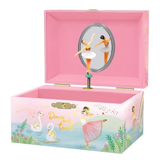 Giggle & Honey Joyero Musical de Bailarina para Niñas - Caja de Música Infantil con Bailarina Giratoria, Regalo de Cumpleaños de Ballet para Niñas, 15,2 x 11,8 x 8,9 cm - Edades 3-10, Rosa