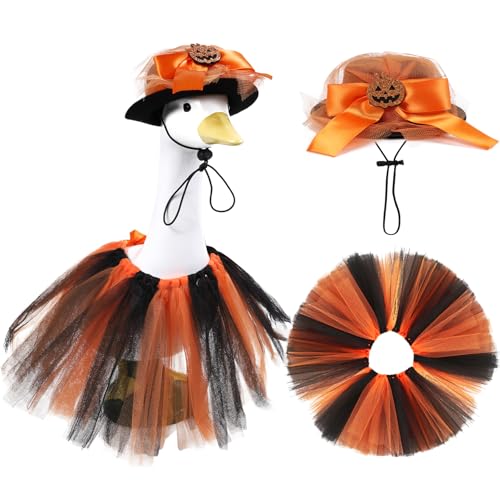 Aposwow Porch Goose Halloween Outfit, Black and Orange Halloween Ghost