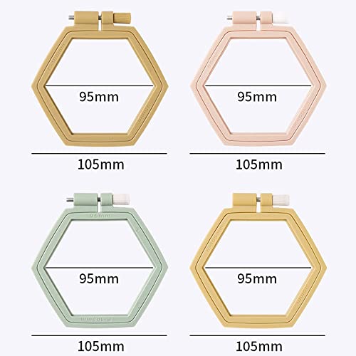 Image of gofidin 6 Pcs DIY Needlecraft Hand Hexagon Embroidery Hoops Plastic Cross Stitch Loop Ring Household Sewing Tools