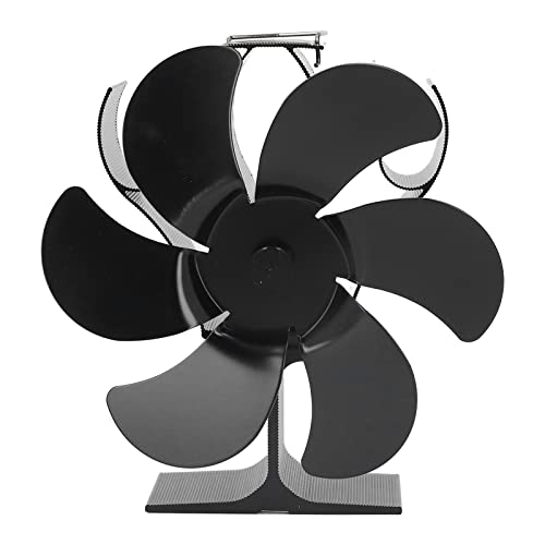 WIHFHGZ 6 cuchillas Ventilador de estufa con energía resistencia a alta temperatura Autoinjería de arranque de madera Estufa de leña Ventilador de chimenea Diámetro negro 152 mm