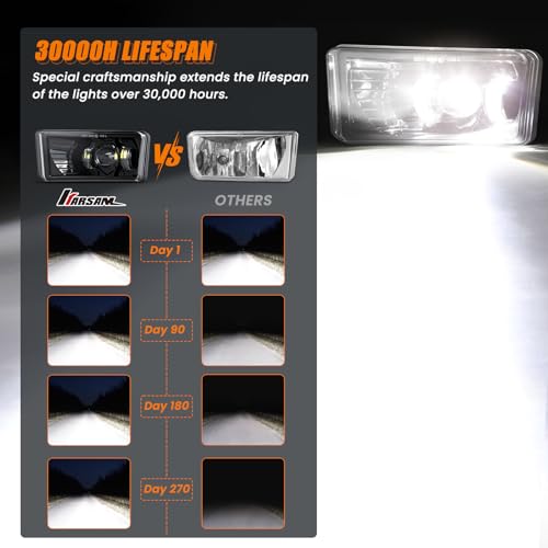 Image of Silverado LED Fog Lights for 07-14 Chevy Silverado 1500 /Silverado 2500HD 3500HD /Suburban 1500 /Suburban 2500 /Tahoe /Avalanche /GMC Yukon Accessories, 60W Fog Light Assembly Kit, Bumper Fog Lamps