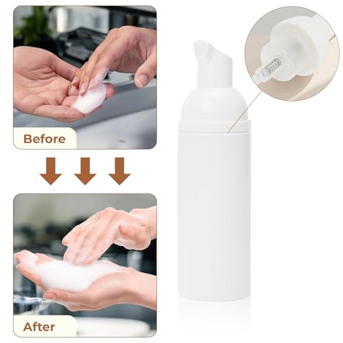 2oz Travel Foam Pump Bottle, 16 Pcs (60ml) – Mini Refillable Empty Foamer Dispenser for Lash Shampoo, Soap, Mousse, Cleanser – Leak-Proof, BPA-Free, Portable for Home, Gym & Cosmetics3