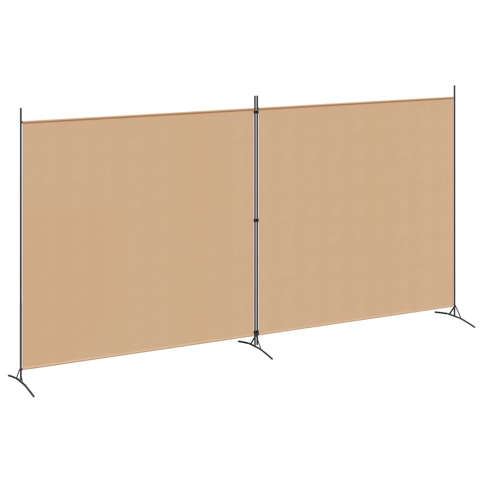 vidaXL 2-Panel Room Divider Beige 348 x 180 cm Fabric, Living Room, Modern Divider, Rectangular Foldable Partition, Decorative Screen, Privacy, Flexible Separator