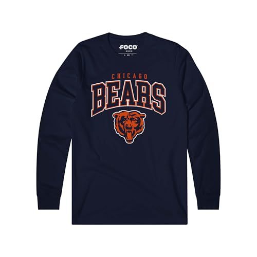 FOCO Chicago Bears NFL Mens Classic Arched Logo Long Sleeve T-Shirt - Navy - S by FOCO - Image 2