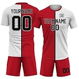 Custom Soccer Shirts for Women Men Youth, Custom Red White Soccer Jersey Kids Name Number, Uniformes De Futbol Soccer, Trajes De Futbol para Niños
