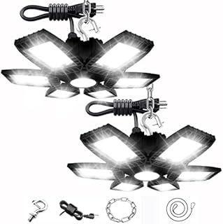 CODAFUL Metal LED Garage Lights High Bay Light Adjustable 6 Panels 200W with 120V Plug Hanging Hook, Suitable for Commercial Warehouse Residential , Barn, Factory, Workshop, Garage, Shop Lighting.