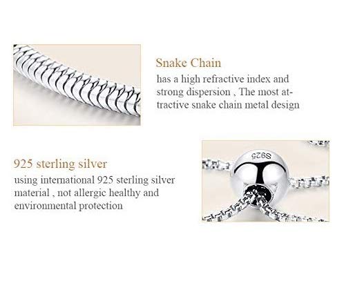 Authentic Bolenvi 925 Sterling Silver Adjustable Size Clip On/Off Bracelet Compatible With Pandora Beads Charms #TOP5