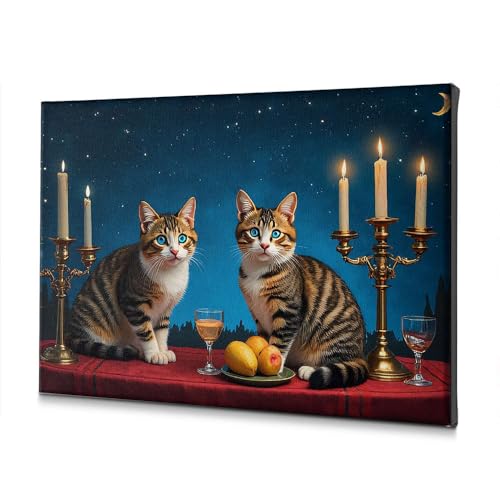 Toile chats cadeau idéal amoureux des animaux tableau bougies fruits 20x30