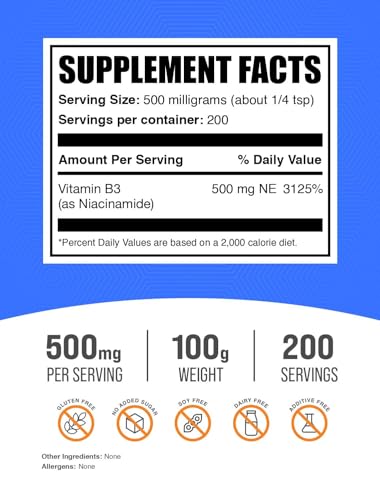 Bulksupplements 4412408 Niacinamide Powder - Niacinamide Supplement, Vitamin B3 Supplement thumb #1
