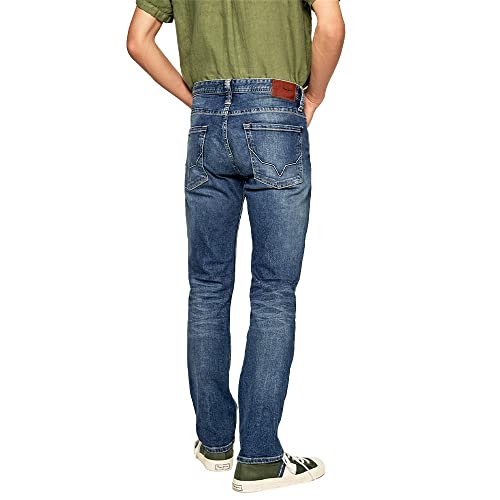 Pepe Jeans London Herren‑Cash Straight Jeans, reguläre Taillenhöhe, Stretch-Denim, mittlerer Blauwasch 2