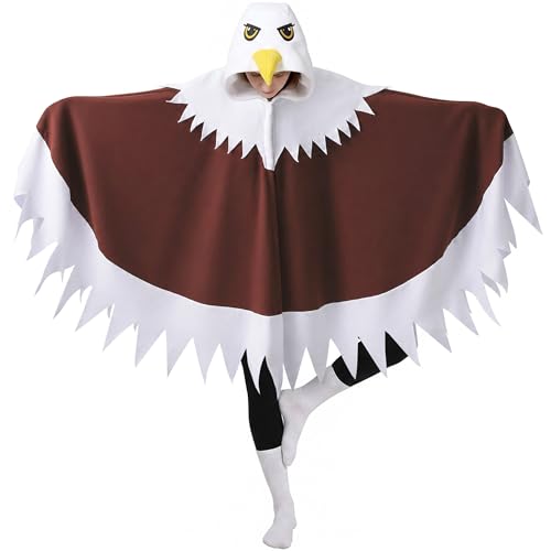 Wehhbtye Bird Bald Eagle Costume, Bird Bald Eagle Hooded Cape, Eagle Cape Cosplay Suit for Women Men Halloween Independence Day Cosplay Costume Party