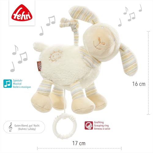 Fehn Spieluhr Baby Einschlafhilfe Schaf - Kuscheltier mit sanfter Einschlafhilfe Melodie Guten Abend, gut´ Nacht - Babyspielzeug für Unterwegs und Zuhause - Musikspielzeug für Babys und Kleinkinder