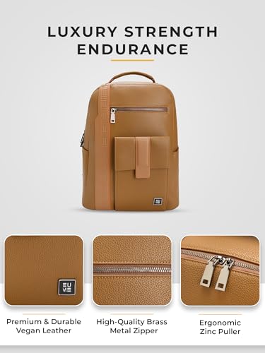 Image of EUME Nexa Backpack Bag For Man | 2 Large Compartment office Laptop Backpack | Fits Up to 15.6 inch Laptop | Vegan Leather | Travel Bag | Laptop Backpack For Men and Women