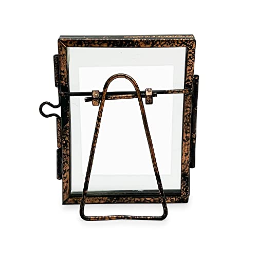 Isaac Jacobs 2X3, Antique Bronze, Vintage Style Brass And Glass, Metal Floating Picture Frame (Vertical) With Locket Closure, For Photos, Art, & More, Tabletop Display (2X3 Antique Bronze) #TOP1