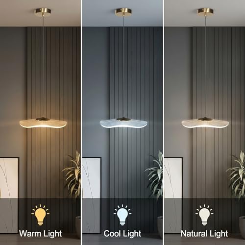 Image of Lamp master Crystal Wave Pendant Light | Modern Acrylic Chandelier with Antique Gold Finish | Elegant Wave Design Hanging Light for Living Room, Bedroom, Dining Room & Hall, Restaurants Ceiling Lamp