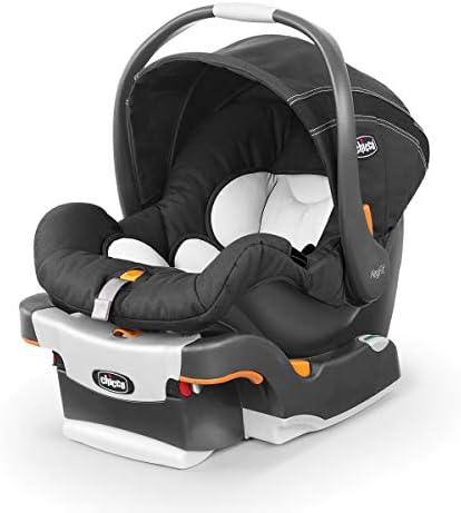 Chicco KeyFit Infant Car Seat and Base, Rear-Facing Seat for Infants 4-22 lbs., Includes Infant Head and Body Support, Compatible with Chicco Strollers, Baby Travel Gear, Encore/Black/Grey