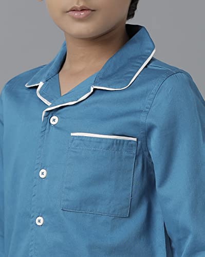 Image of Under Fourteen Boys Cotton Night Suit Set | Soft Breathable 2Pcs Sleepwear /Nightwear /Sleepsuit /Loungewear Co-Ord | Checks Top & Pyjama | Elastic Waist & Pockets | Multicolor Pajama Party & Gifting Set