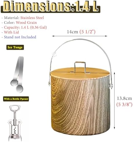 2 Pack Champagne Ice Bucket & Wine Cooler - 1.4/2/3L with Bottle Opener & Tongs, KTV Bar Drink Holder, Insulated Ice Container with Dust Lid for Parties & Events