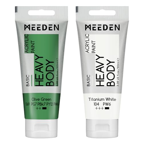MEEDEN Acrylic Paint Olive Green: Bundled with Additional Titanium White