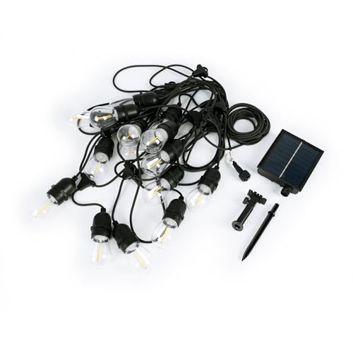 B·LED BARCELONA LED - Guirnalda solar exterior - 15 Bombillas LED filamento E27 - IP44-10 metros