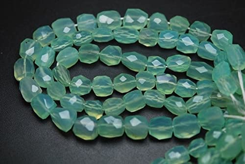 Chrysoprase calcédoine facettée en pépites de 8-10mm pour création de bijoux uniques de 25cm