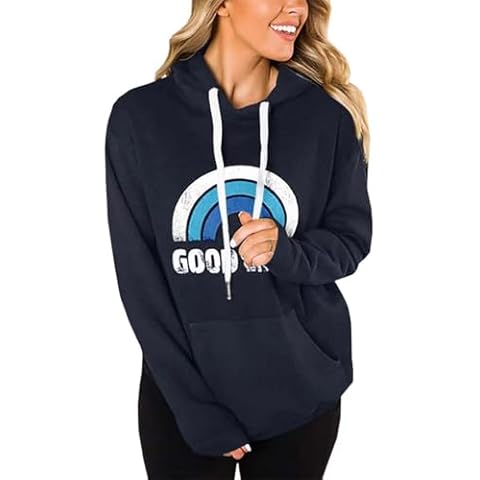 Lacozy Womens Hoodie Sweatshirt Long Sleeve Casual Fall Tops Graphic Tee Shirt Sweaters for Women Navy Blue L Cover